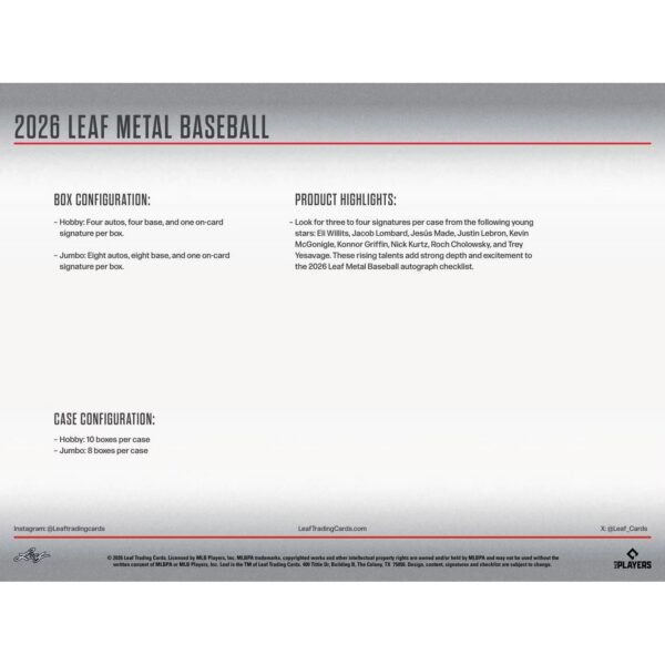 2026 Leaf Metal Baseball Jumbo Box