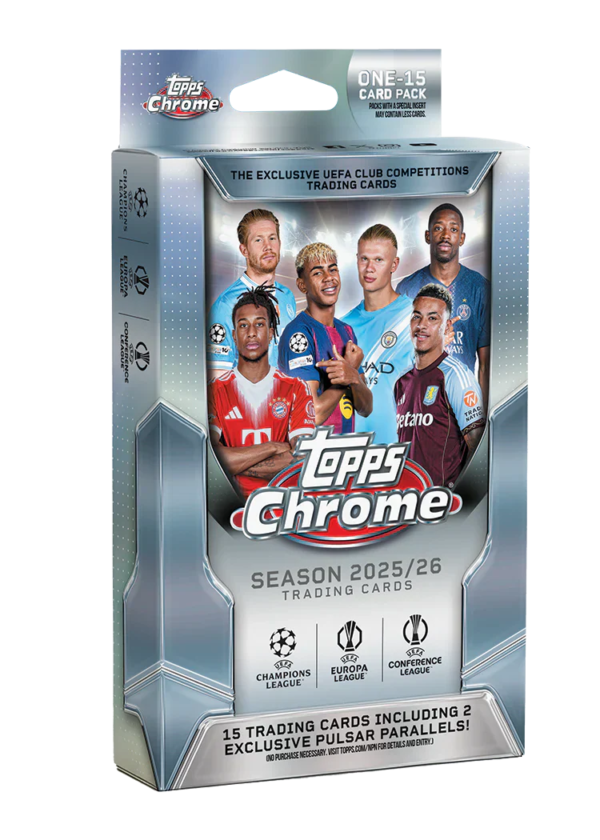 UEFA2026hanger 2025-26 Topps Chrome UEFA Club Competitions Soccer Hanger Pack